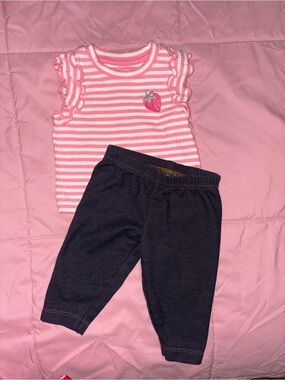 Carters and wondernation blouse and pants with strawberry logo